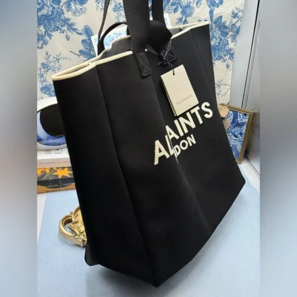 🆕 ALL SAINTS 🧿 NWT Large Izzy East-West Tote, Black/White - Picture 4 of 11